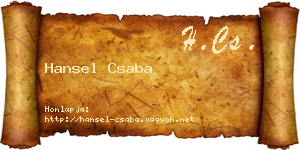 Hansel Csaba névjegykártya